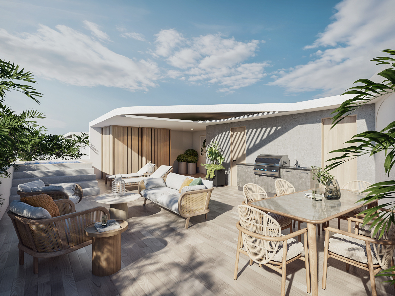 Private rooftop terrace of a level 4 duplex at Ágata